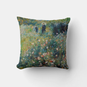 Coussin Renoir - Femme au parasol dans un jardin