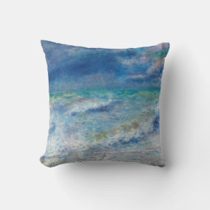 Coussin Renoir Seascape. Impressionnisme nautique bleu. Me