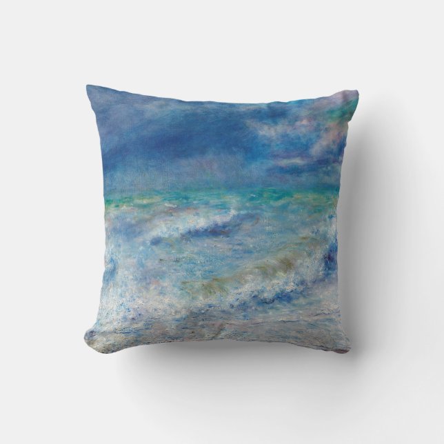 Coussin Renoir Seascape. Impressionnisme nautique bleu. Me (Recto)