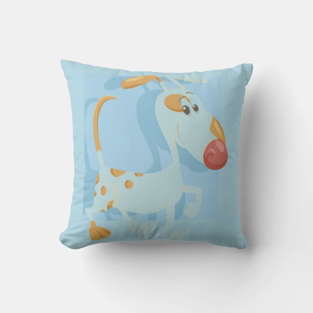 Coussin Repérer Le Chien Sur L'Arrière - plan Bleu Va Pour (Recto)