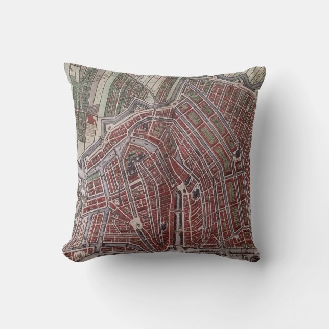 Coussin Réplique carte de la ville d'Amsterdam 1652 (Recto)