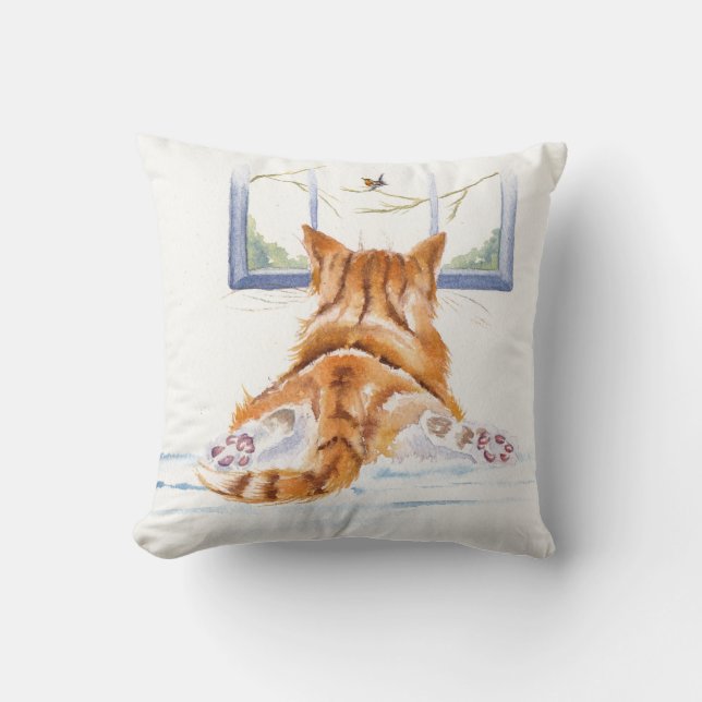 Coussin Repos Oiseau de chats de gingembre (Recto)