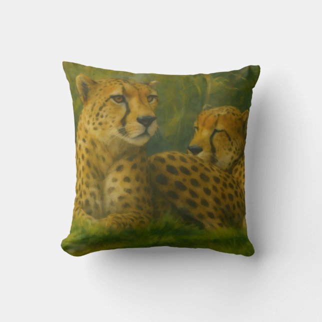 Coussin Repose de Cheetah Duo dans le cadre de la forêt (Recto)