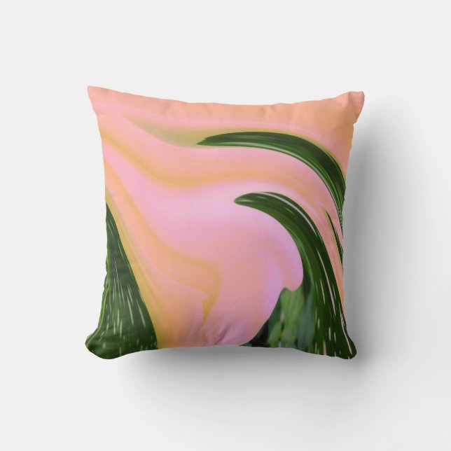Coussin Reposez le jet, rose de pêche, peinture fondue (Recto)