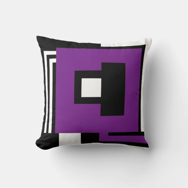Coussin Reposez noir, blanc et le pourpre dans le style (Recto)