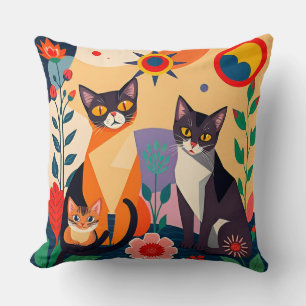 Coussin Représentation Artistique Abstraite de Chats