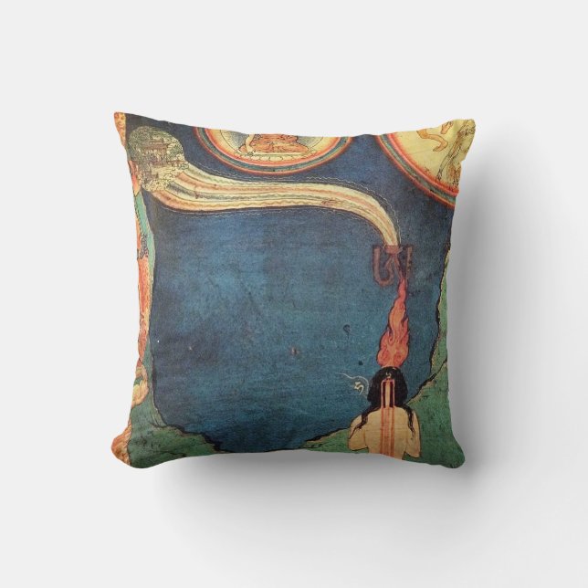 Coussin Représentation Bouddhiste Tibétaine Du Tummo (Recto)