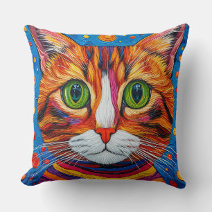 Coussin Représentation colorée du visage d'un chat