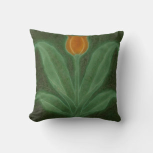 Coussin Repro Jaune Tulipe Verte Art Nouveau Tile