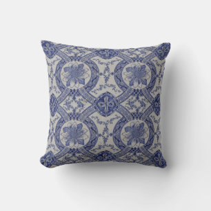 Coussin Repro Portugal bleu géométrique Azulejos Floral Ti