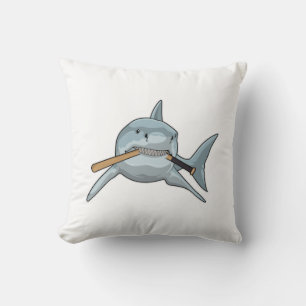Coussin Requin au baseball avec batte de baseball