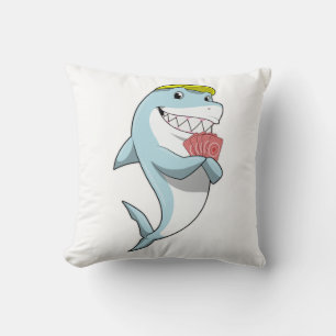 Coussin Requin au Poker avec cartes de Poker