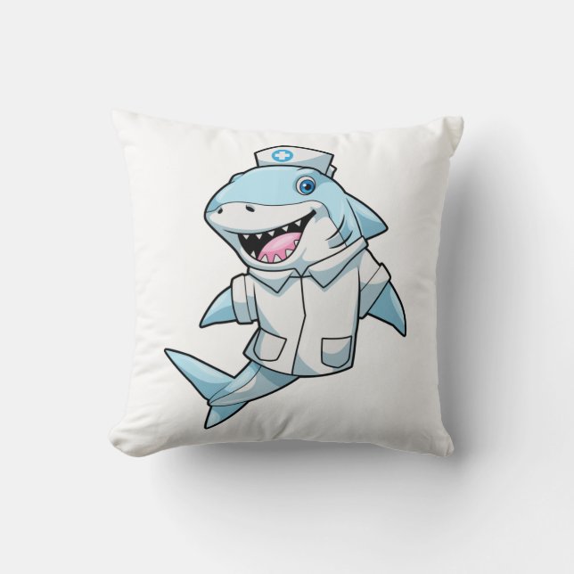 Coussin Requin comme infirmière avec manteau (Recto)