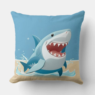 Coussin Requin de dessin animé nageant sous l'eau