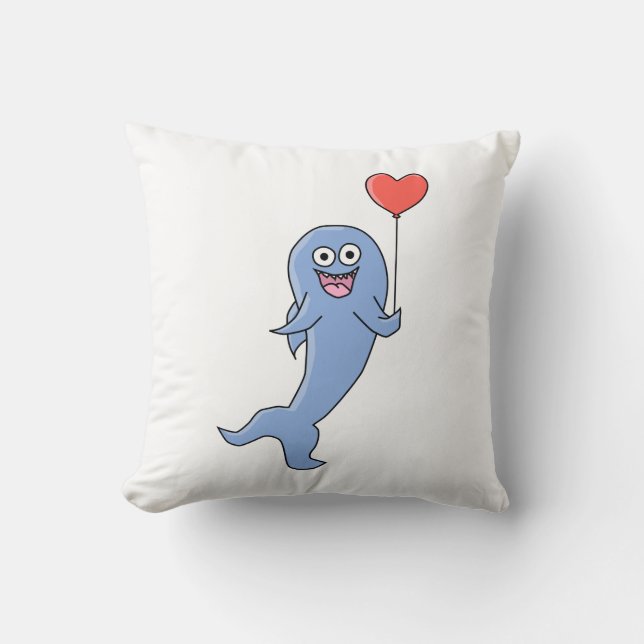 Coussin Requin heureux avec le ballon en forme de coeur (Recto)