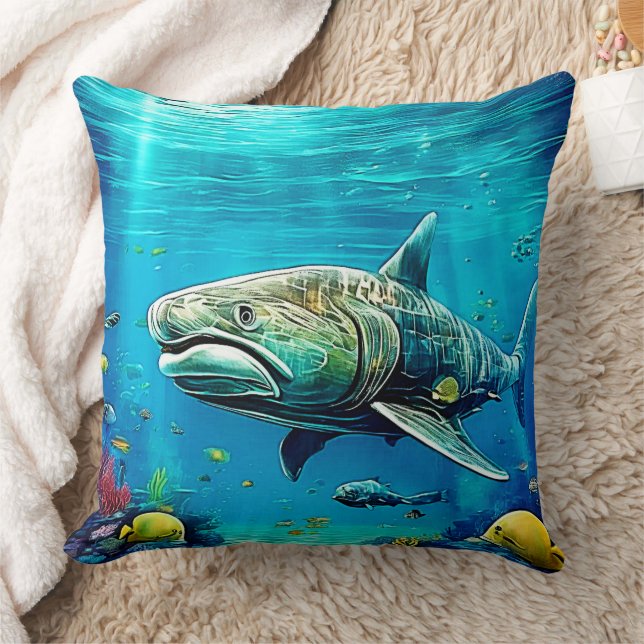 Coussin Requin Prédateur Océanique Art (Couverture)