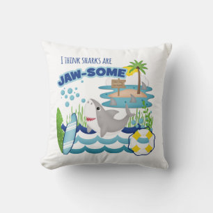 Coussin Requin surfeur de plage île mignonne amusante