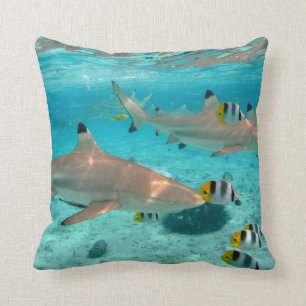 Coussin Requins dans le carreau de lagune de Bora Bora