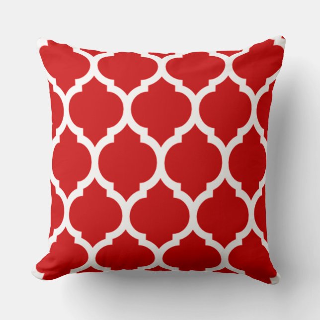 Coussin Réseau marocain rouge et blanc (Recto)
