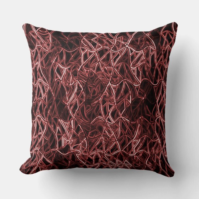 Coussin Réseau rouge entrelacé de fil rustique et tangente (Recto)