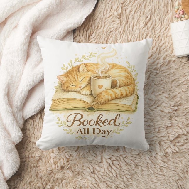 Coussin Réservé toute la journée | Aquarelle de chat confo (Couverture)