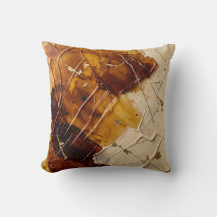 Coussin Résine ambre caramel feuille d'or abstraite