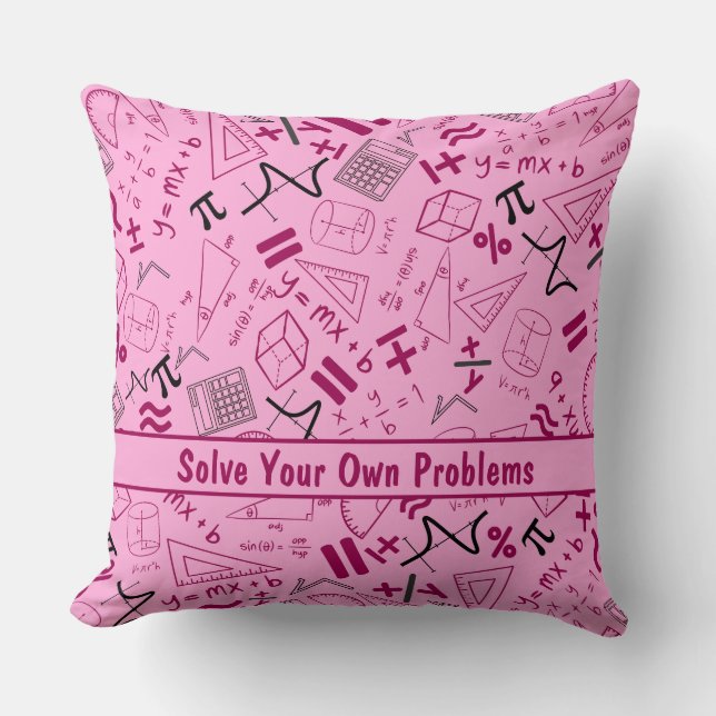 Coussin résoudre vos propres problèmes mathématiques rose  (Recto)