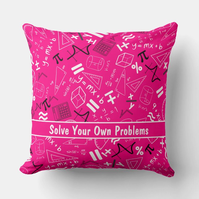Coussin résoudre vos propres problèmes mathématiques rose  (Recto)