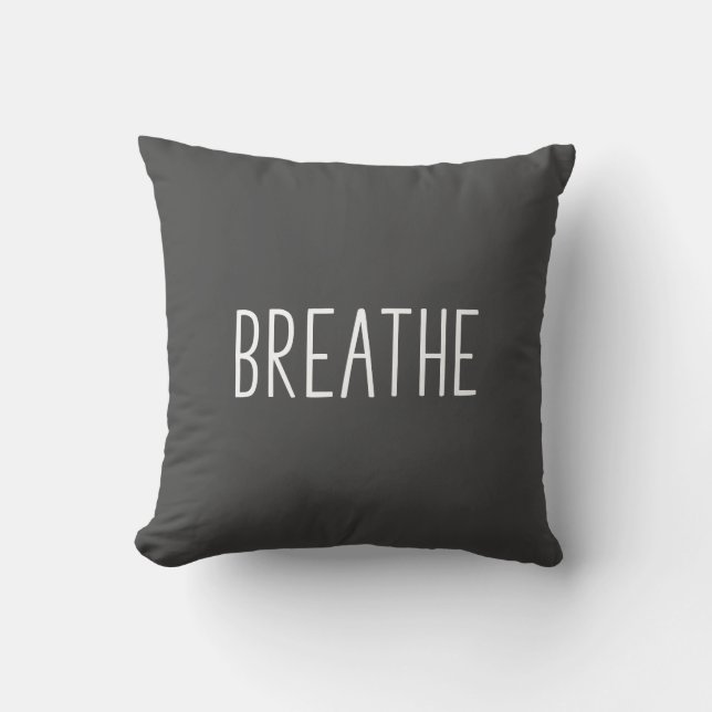 Coussin Respire | Citation Motivationnelle Simple Boho Gre (Recto)