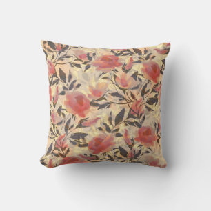 Coussin Ressort roses sauvages : motif aquarelle.