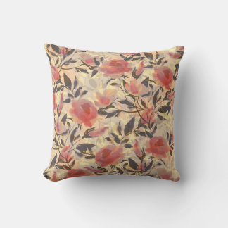 Coussin Ressort roses sauvages : motif aquarelle.
