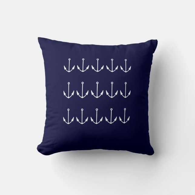 Coussin rester calme et naviguer sur WHITE sur NAVY BLUE C (Recto)