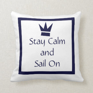 Coussin rester calme et naviguer sur WHITE sur NAVY BLUE C