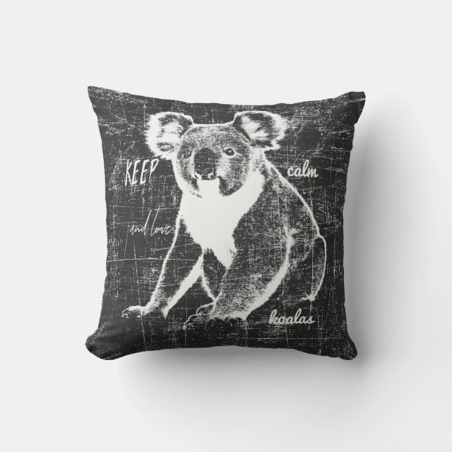 Coussin Restez calme et aimez Koalas (Recto)
