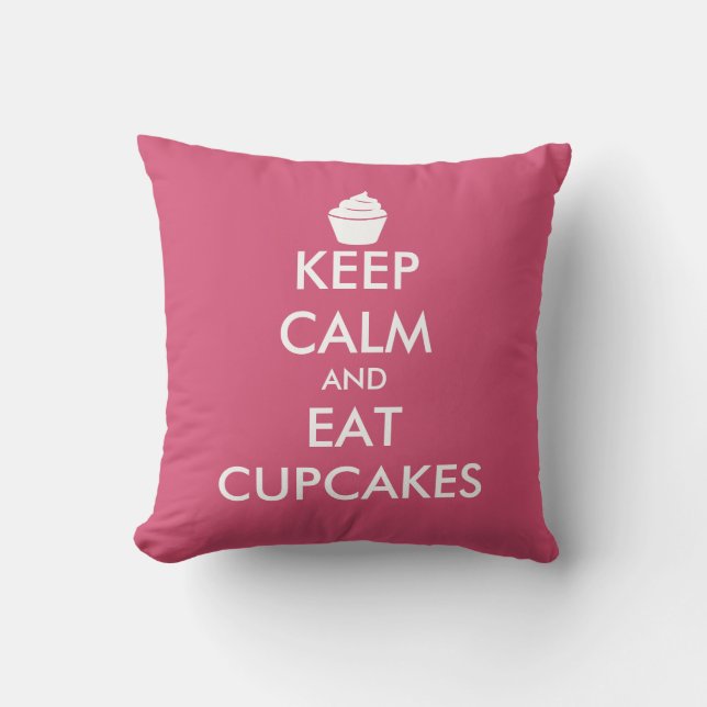 Coussin Restez calme et mangez des cupcakes zippé jetez or (Recto)