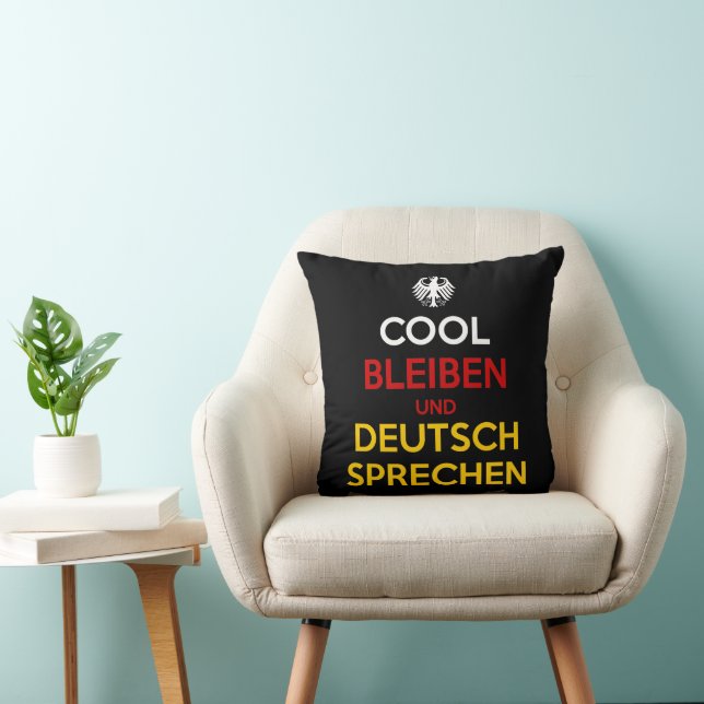 Coussin Restez calme et parlez allemand (Chaise)