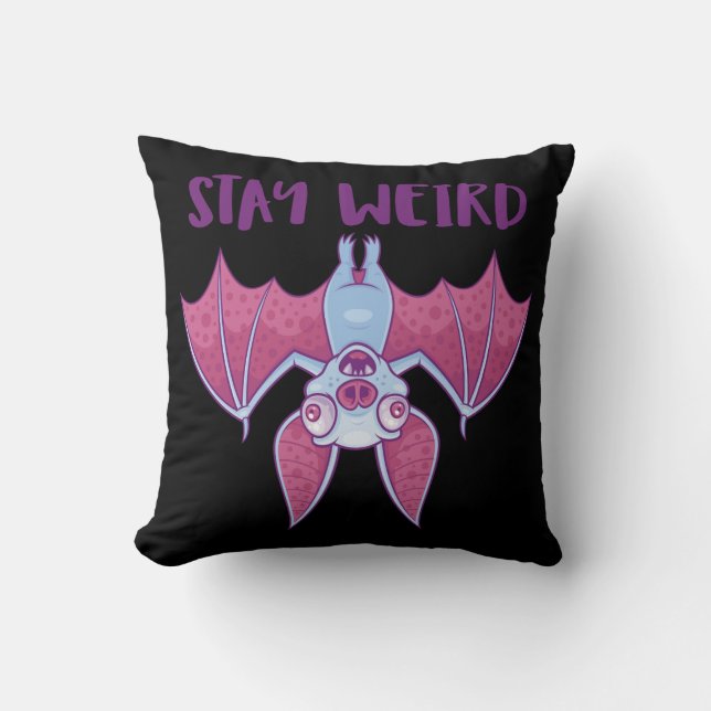 Coussin Restez Drôle Chauve-Souris Vampire Albinos Dessin  (Recto)