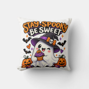 Coussin Restez effrayant soyez doux jeté de fantôme d'Hall