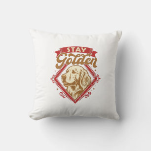 Coussin Restez Golden Retriever Chien Diamant Rouge_1