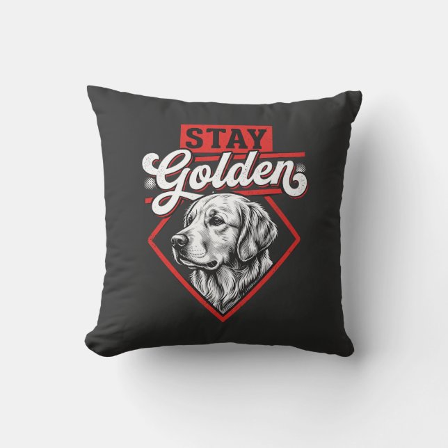 Coussin Restez Golden Retriever doré (Recto)