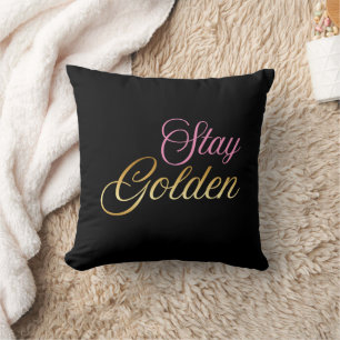 Coussin Restez Golden Rose & Or Script