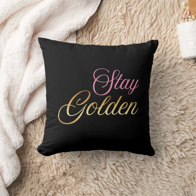 Coussin Restez Golden Rose & Or Script (Couverture)