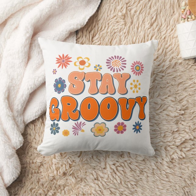 Coussin Restez Groovy Flower Power 60's Rétro  (Couverture)