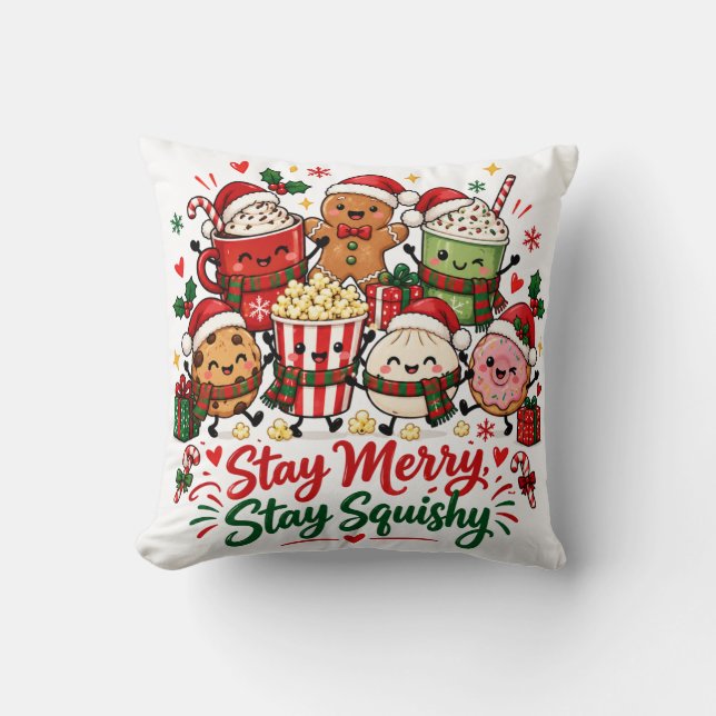 Coussin Restez Joyeux Restez Douillet Noël Chocolat Chaud (Recto)