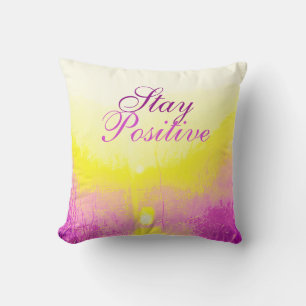 Coussin "Restez Positif" Rose, Jaune, Lilac Pastel Design