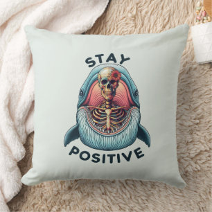Coussin Restez positif - Squelette et baleine