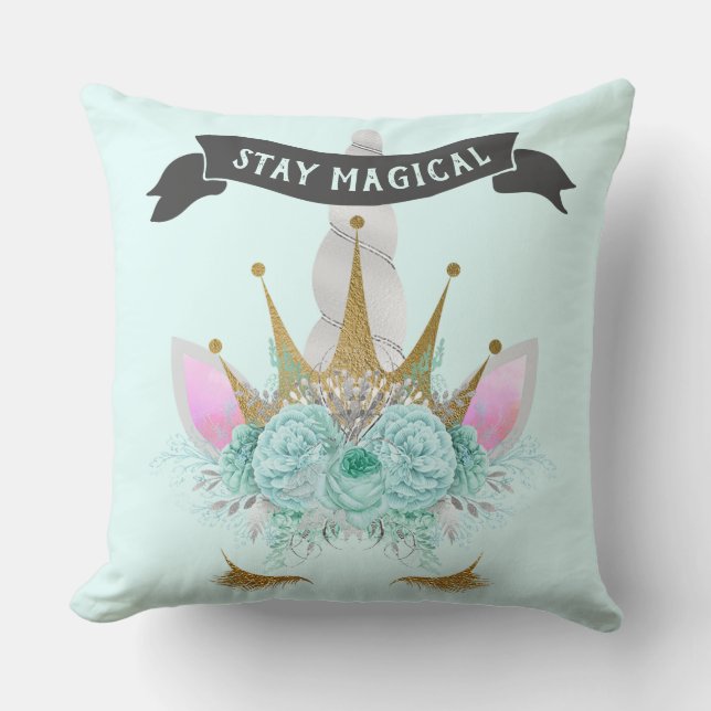 Coussin Restez Princesse Licorne Magique (Recto)