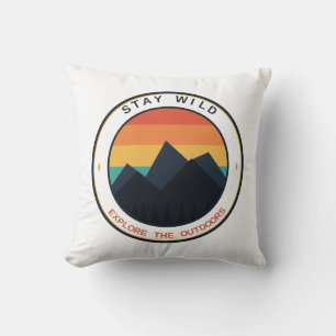 Coussin Restez Sauvage Explorez l'Extérieur Soleil de Mont
