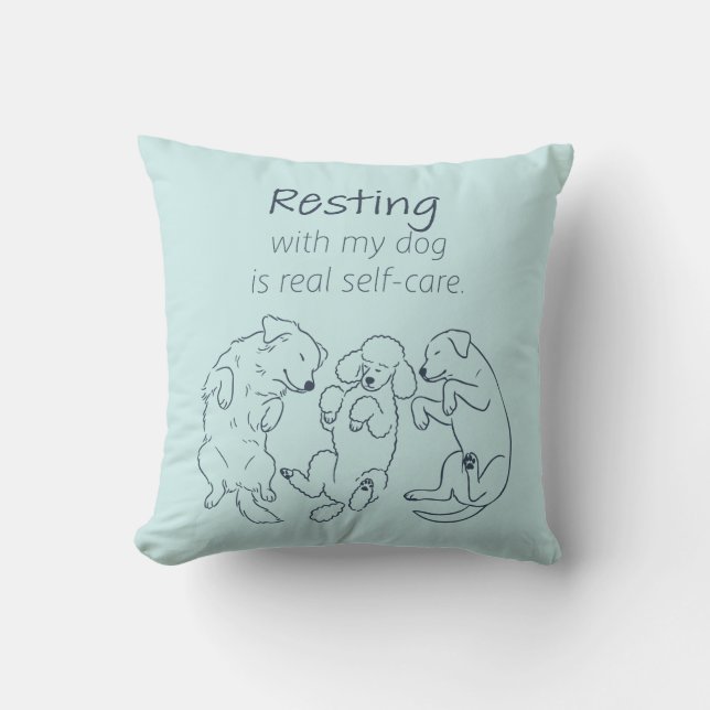 Coussin Resting With My Dog - Self-Care Ice Blue (Recto)