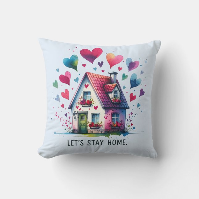 Coussin Restons à la maison cosy (Recto)